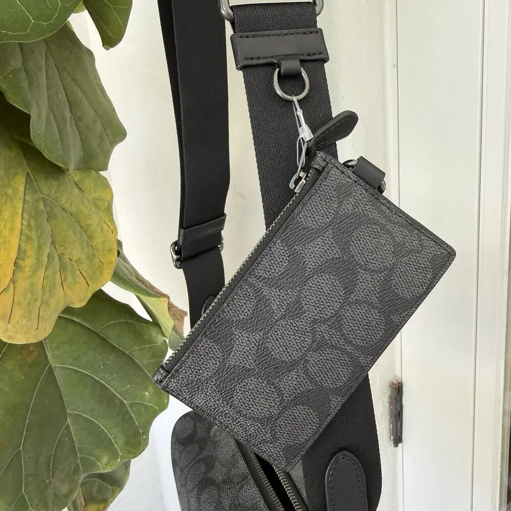 NWT Coach CV762 Axel Crossbody Bag In Signature Canvas Smooth Calf Leather $398